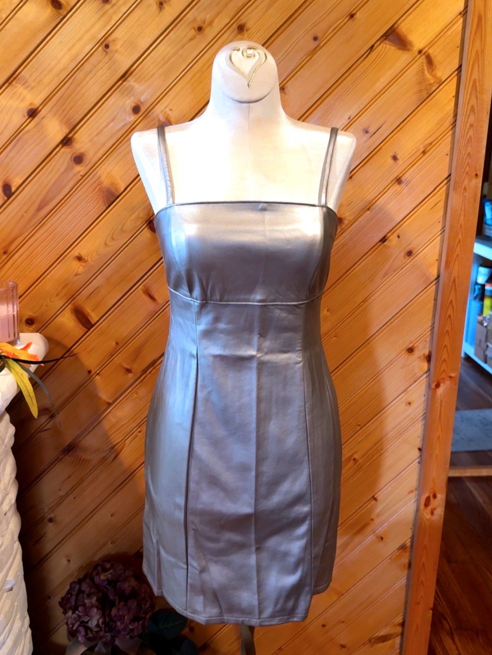Kirious Los Angeles Metallic Silver Mini Dress S Y2K 2010s Party Club